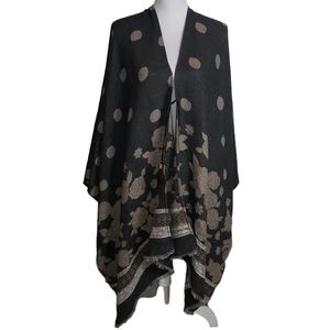 COPY - Marc New York Floral Fringed Poncho One Size Tassel Tie Sweater Coastal …